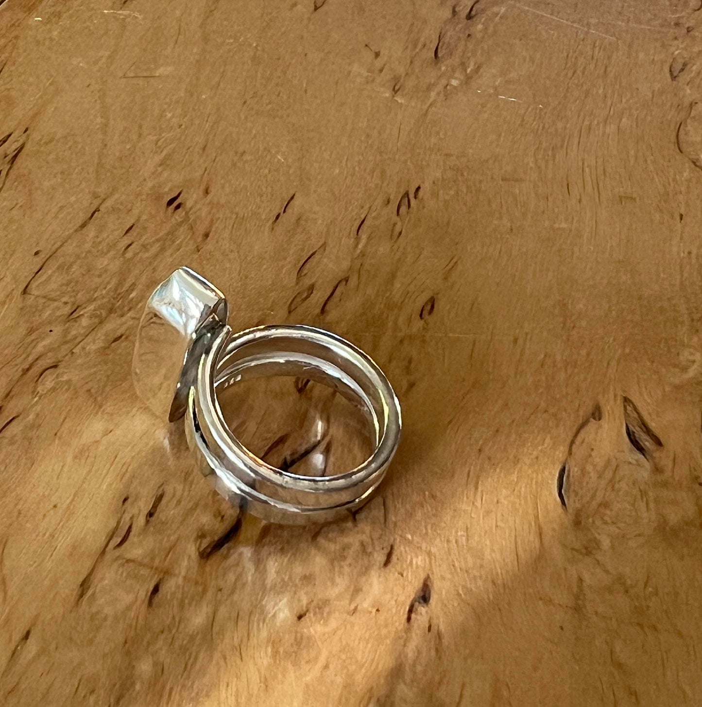 Silverring med strandglas Istapp