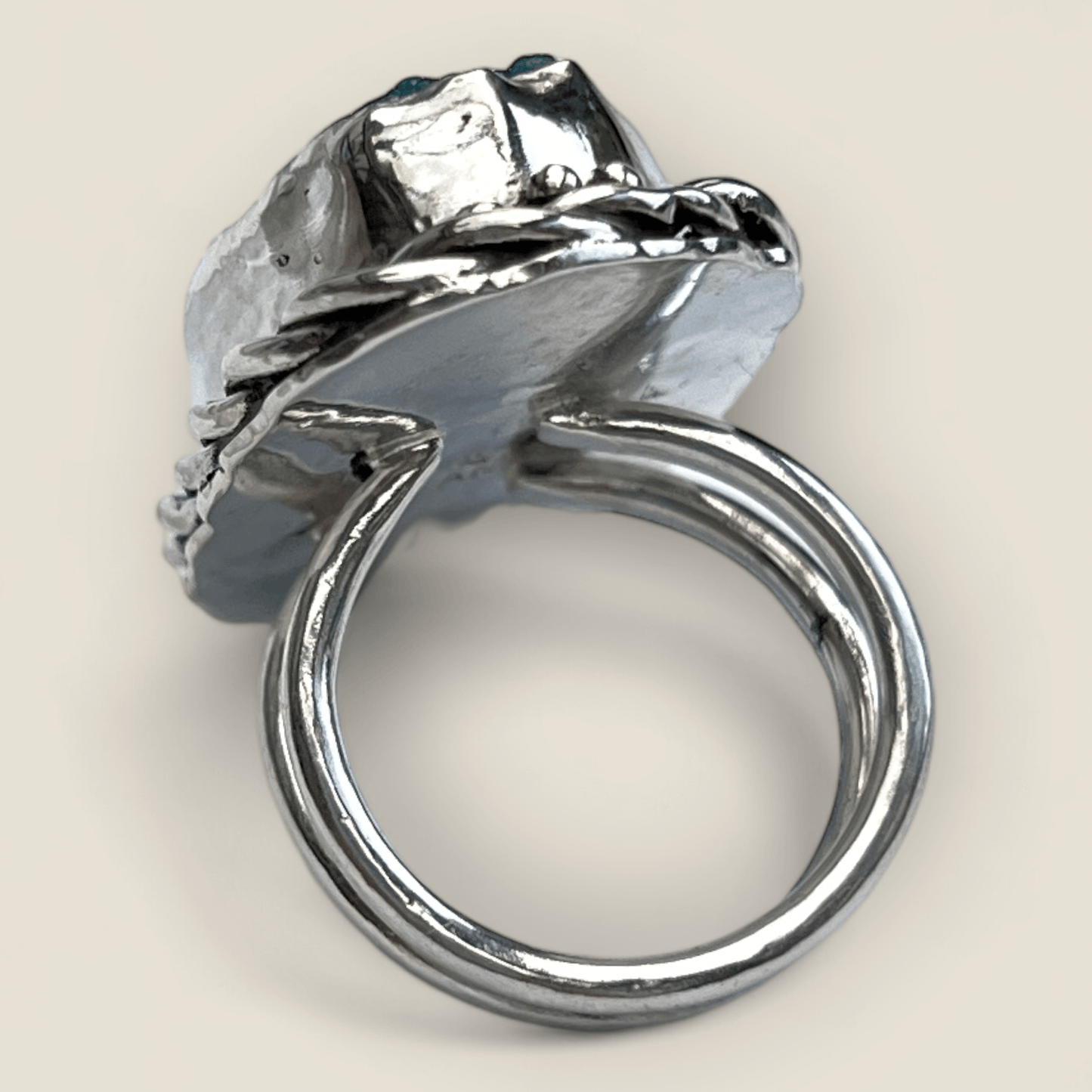 Statement-ring i silver med turkos druzy-agat