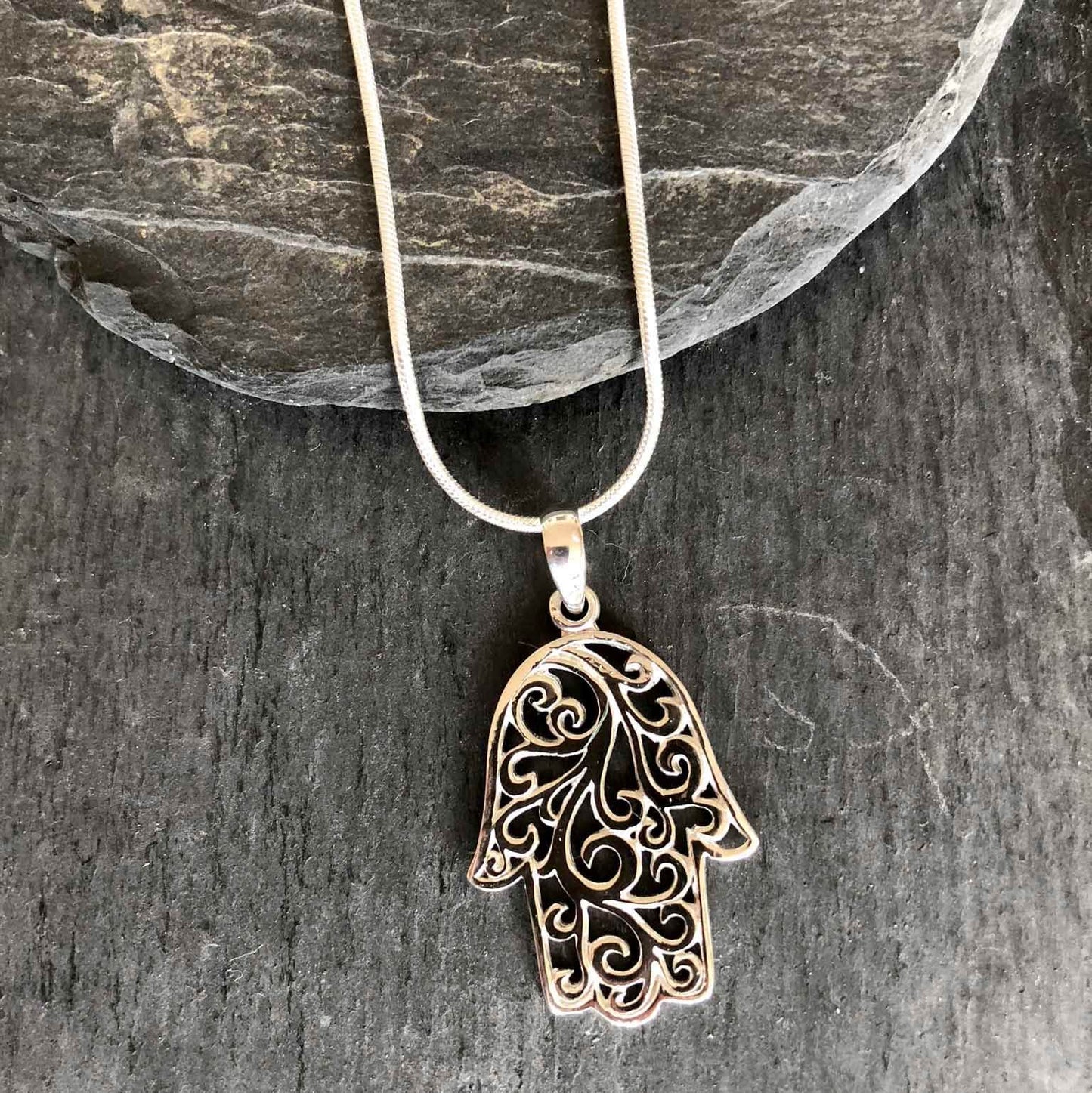 Silverhalsband Hamsa