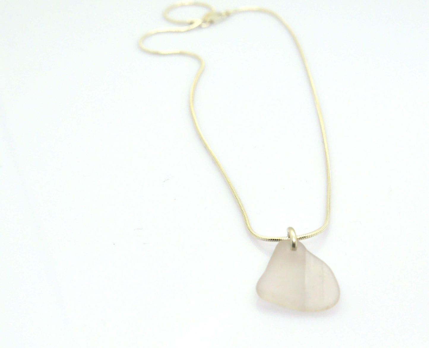 Silverhalsband med strandglas Light Pink