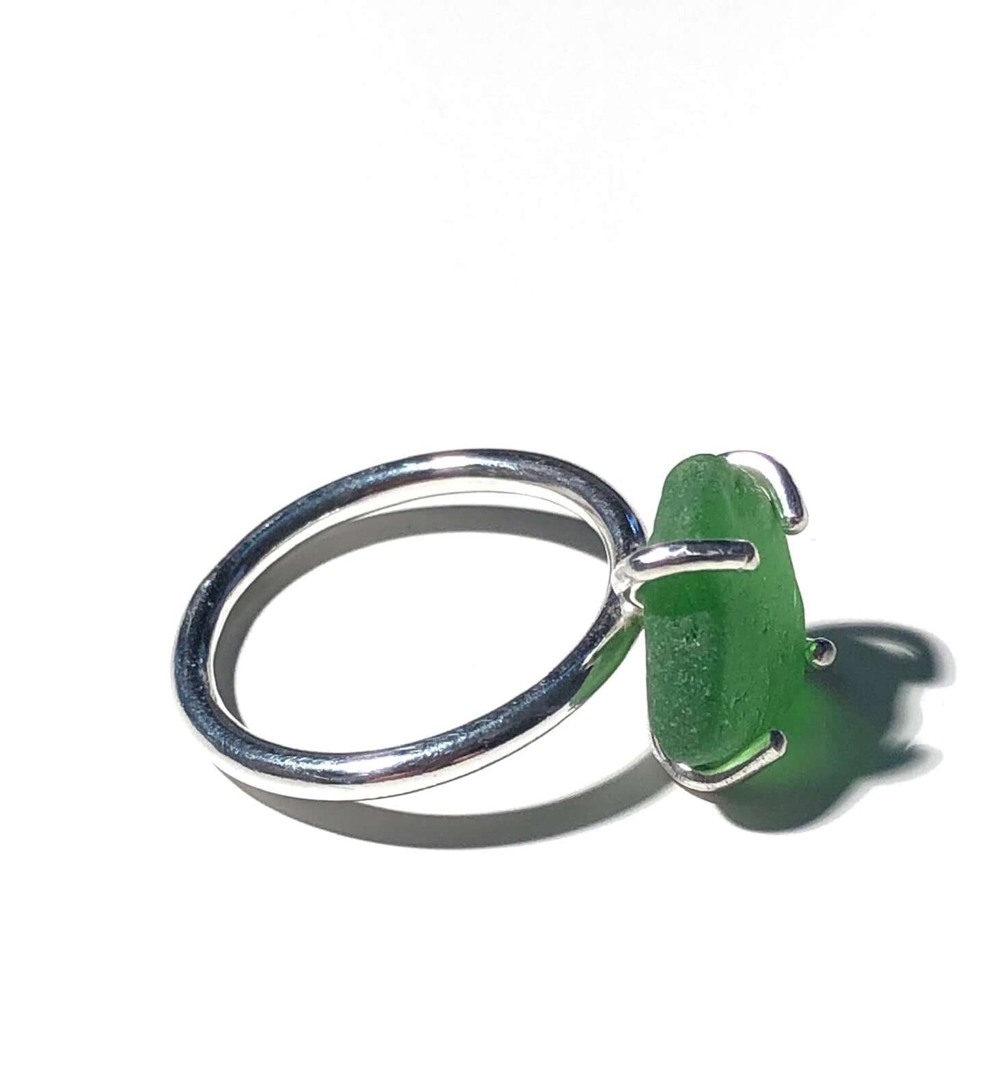 Silverring med strandglas Emerald