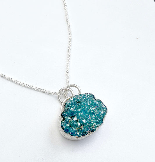 Silverhalsband med druzy agat