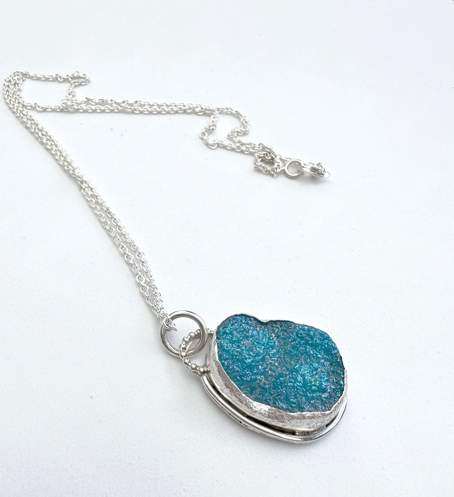 Silverhalsband med druzy agat