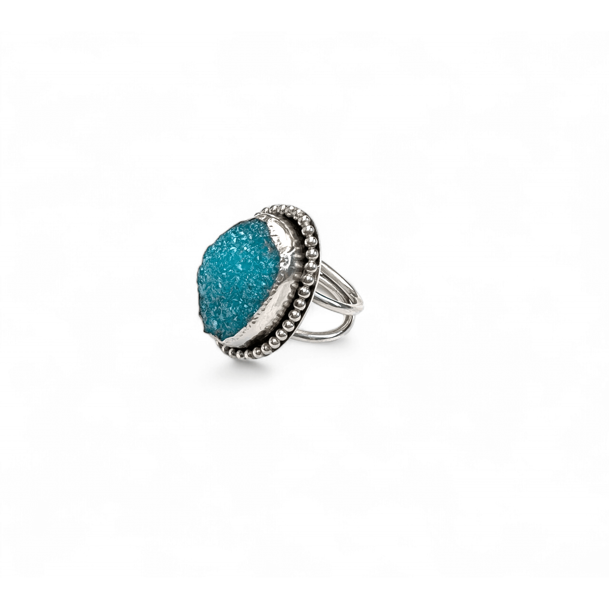 Statement-ring i silver med turkos druzy agat
