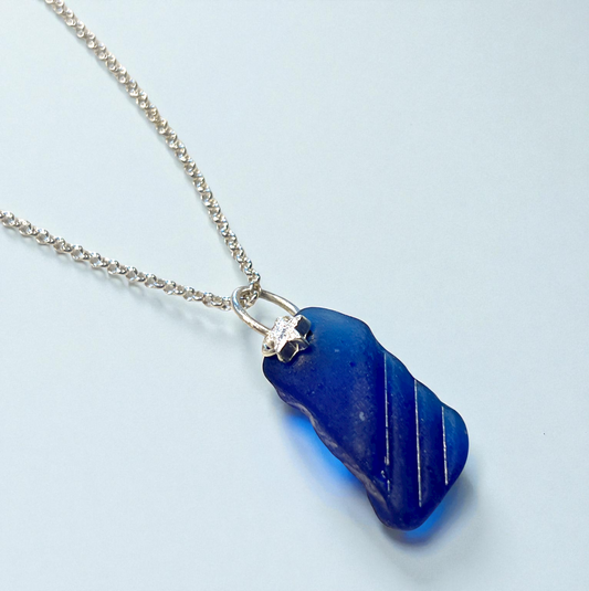 Silverhalsband med strandglas Strand-2