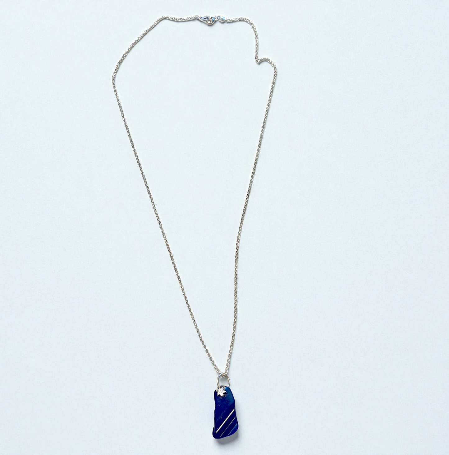 Silverhalsband med strandglas Strand-2