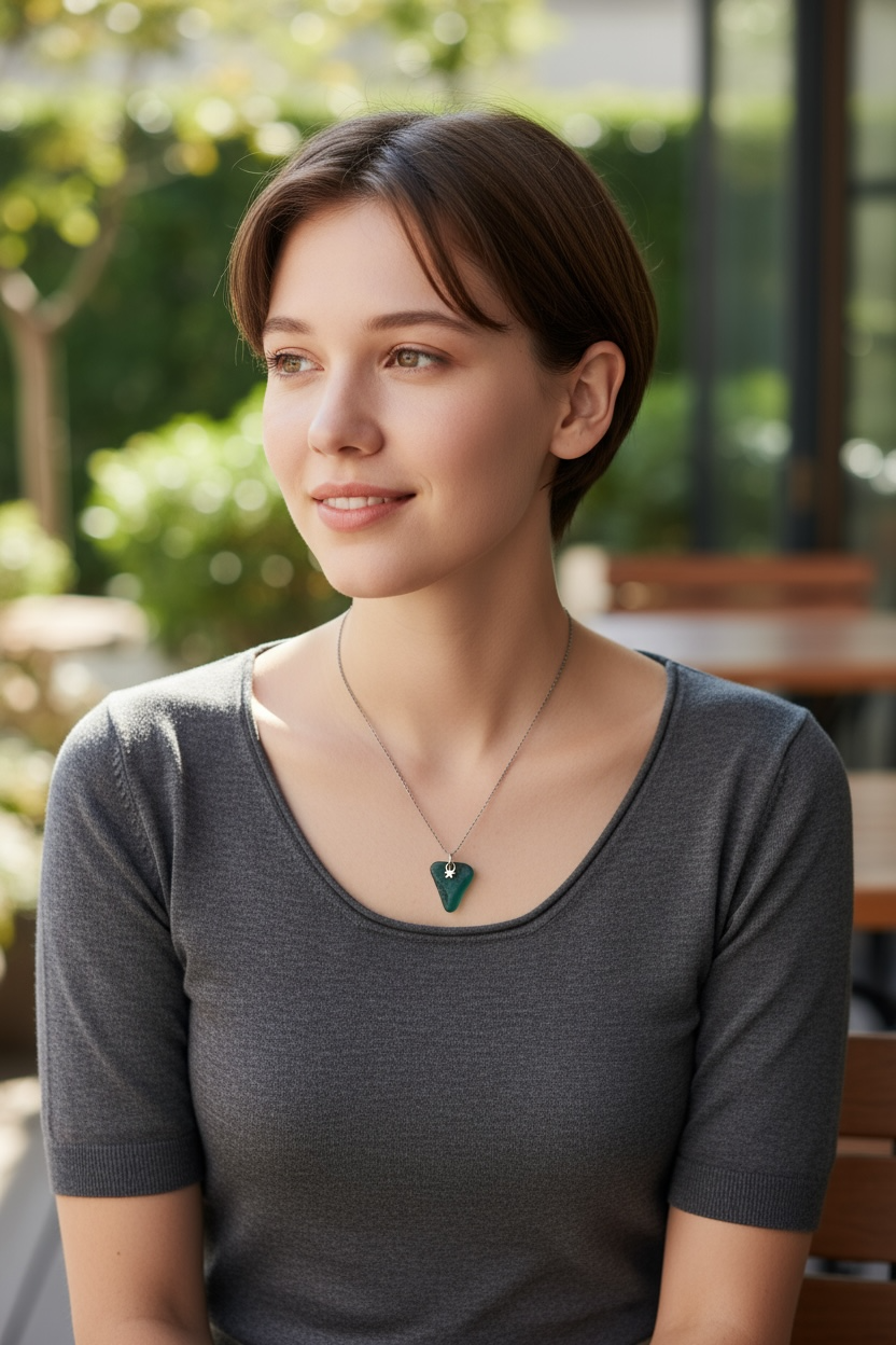 Silverhalsband med strandglas