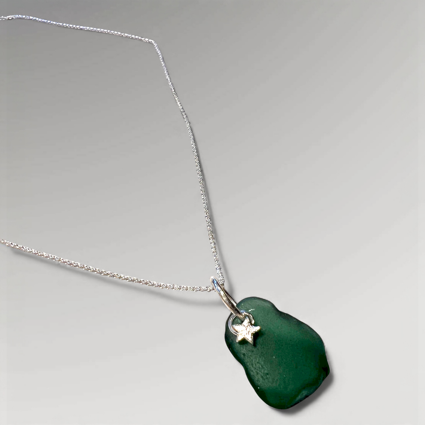 Silverhalsband med strandglas Strand-3