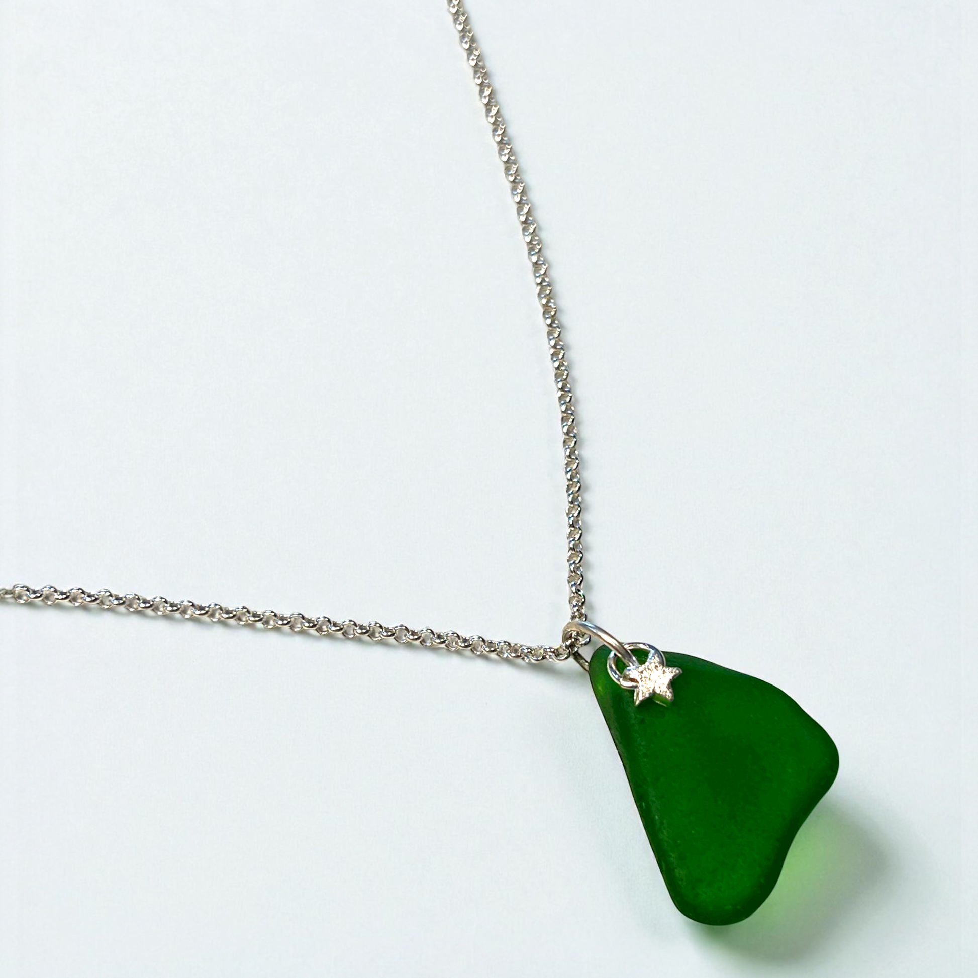 Silverhalsband  med strandglas