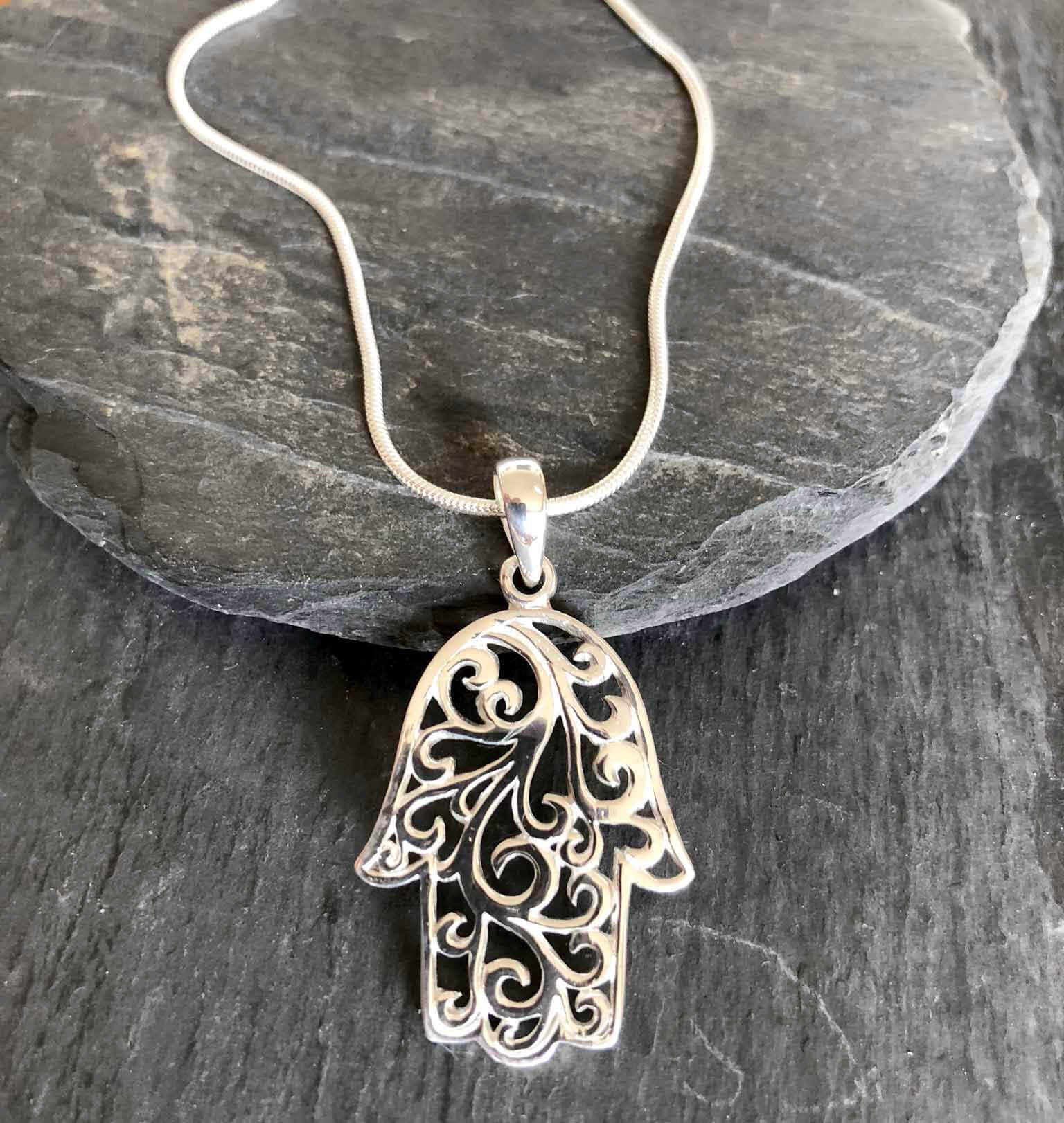 Silverhalsband Hamsa