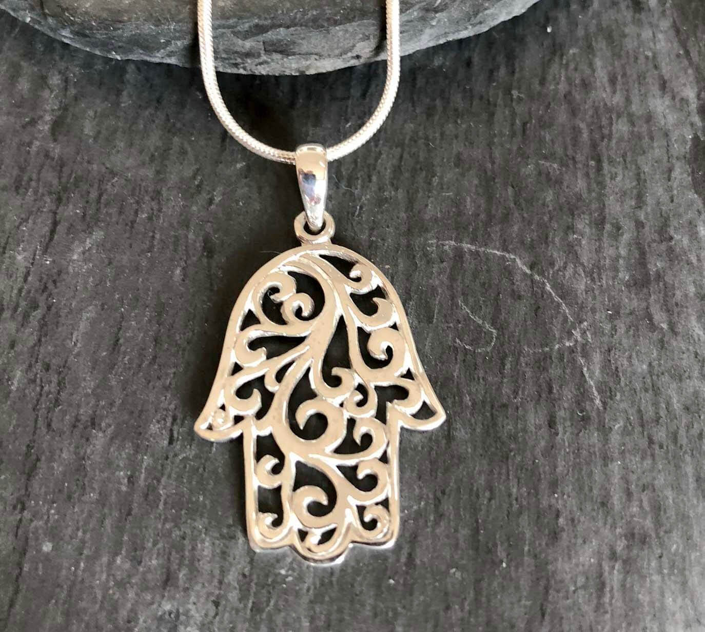 Silverhalsband Hamsa