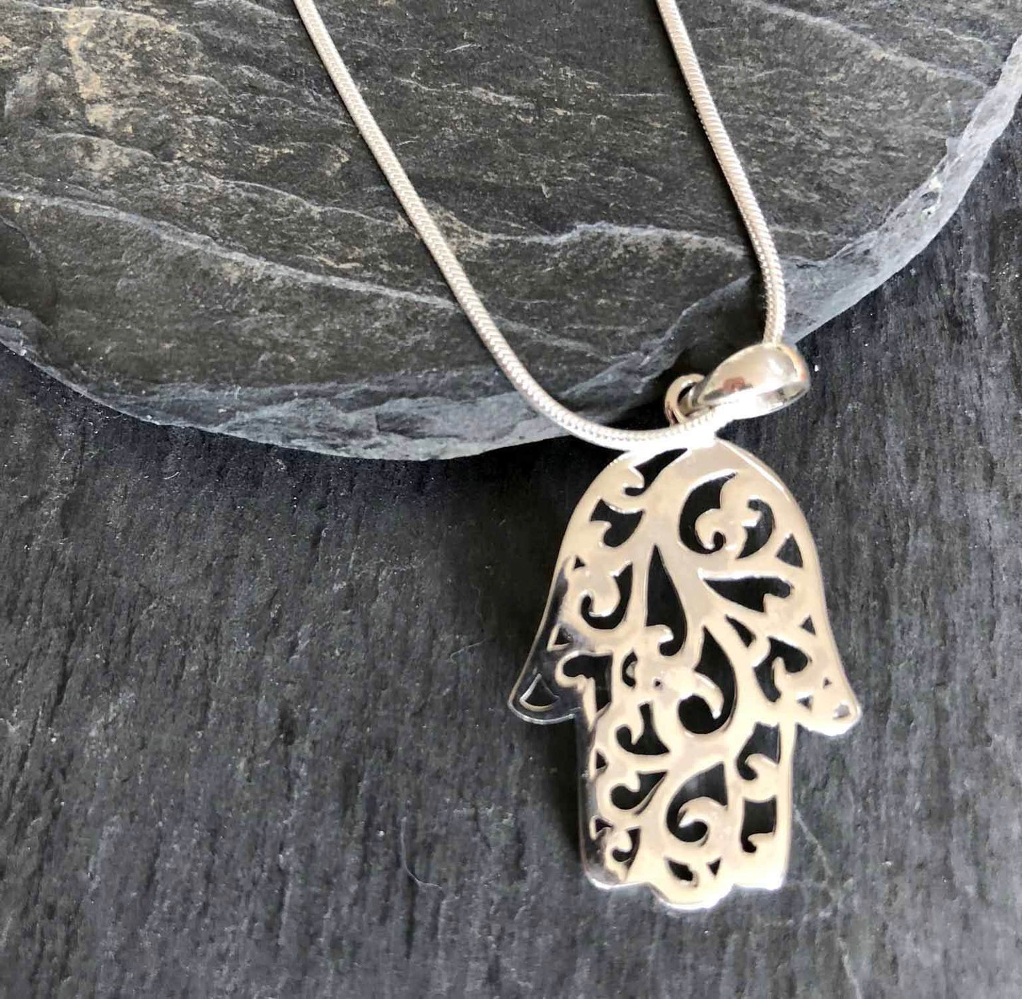 Silverhalsband Hamsa