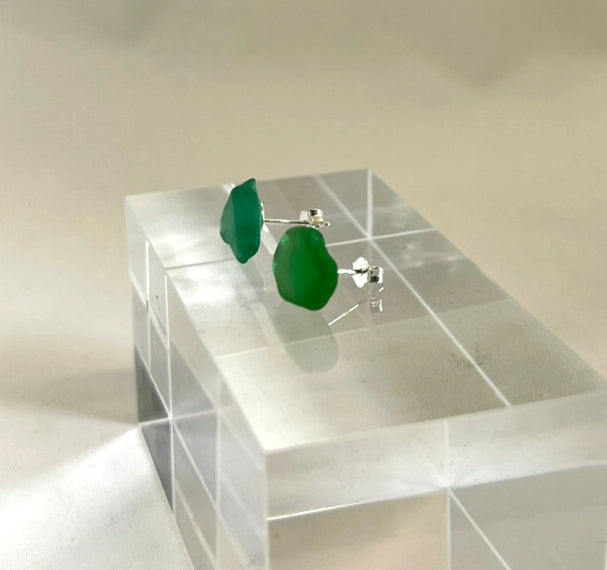 Silverörhängen med strandglas Pebbles-10