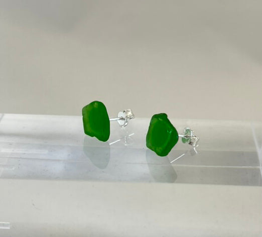 Silverörhängen med strandglas Pebbles-10