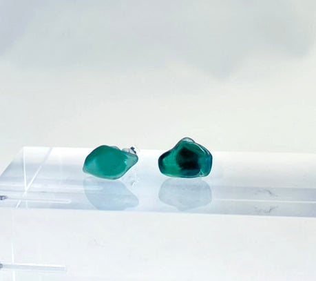 Silverörhängen med strandglas Pebbles-5