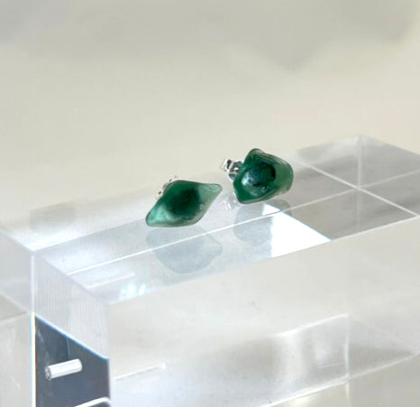 Silverörhängen med strandglas Pebbles-5