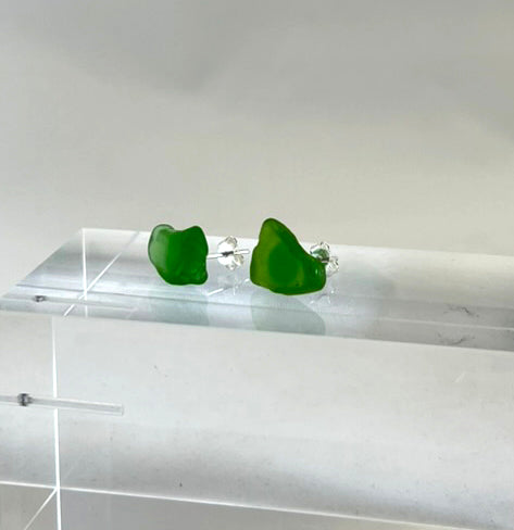Silverörhängen med strandglas Pebbles-6