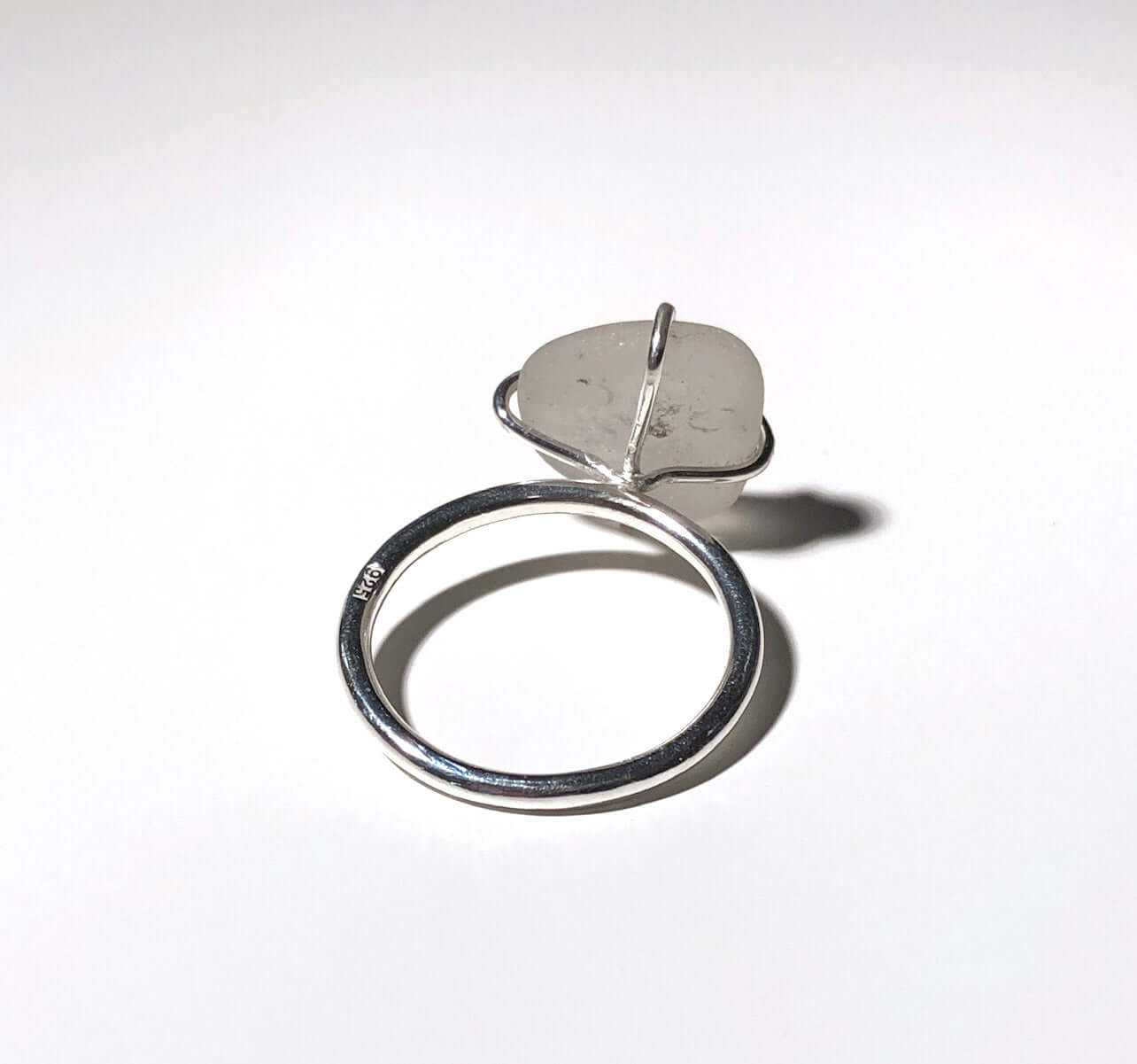 Silverring med strandglas Bleke