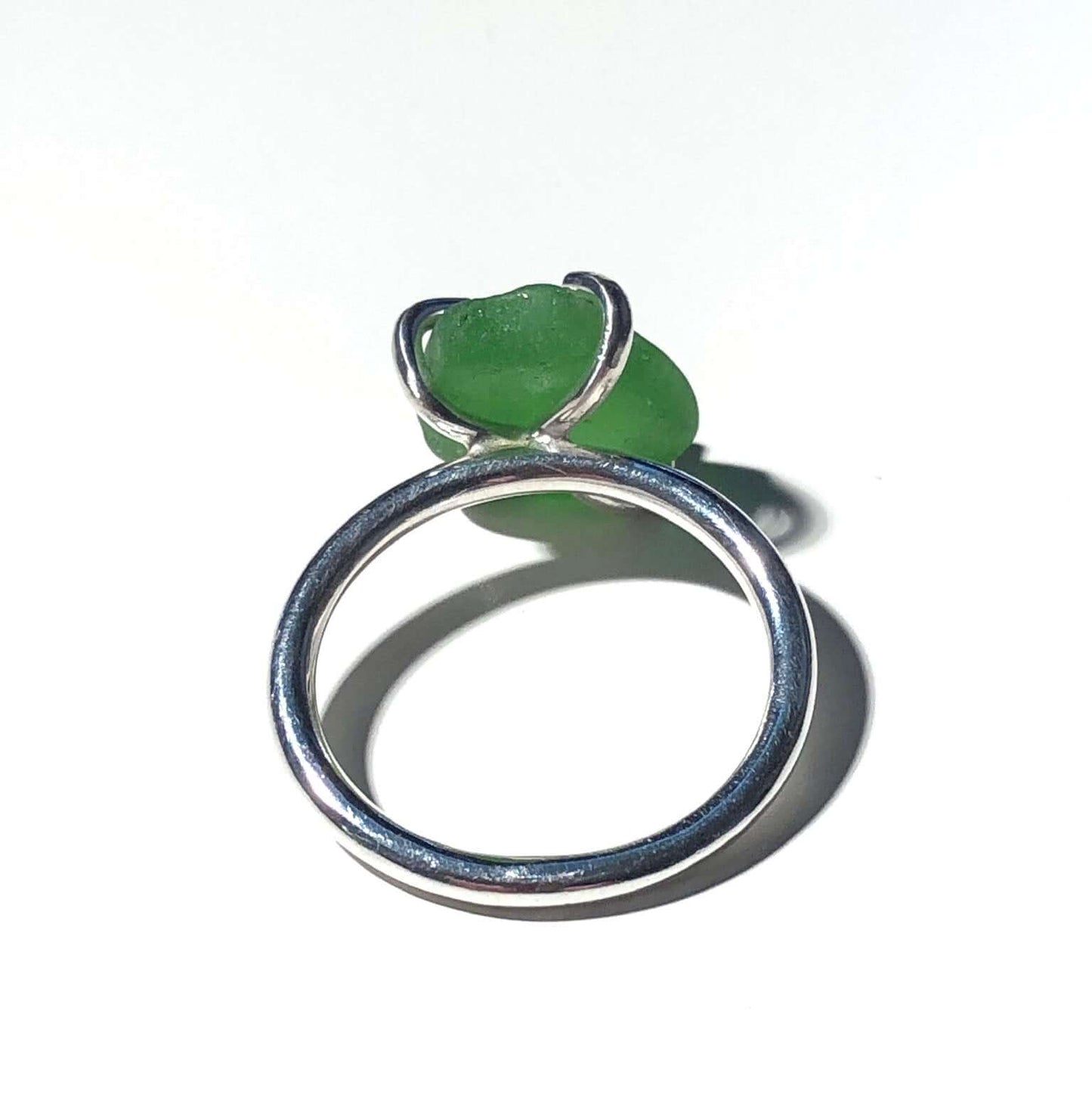 Silverring med strandglas Emerald